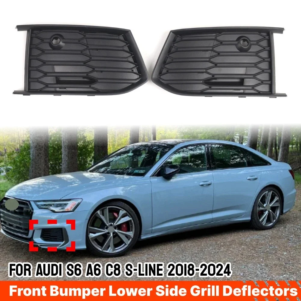 For A6 C8 S-Line 2019-2023 Fog light Grille Upgrade Front Bumper Enhancements 4K0807151A 4K0807152A