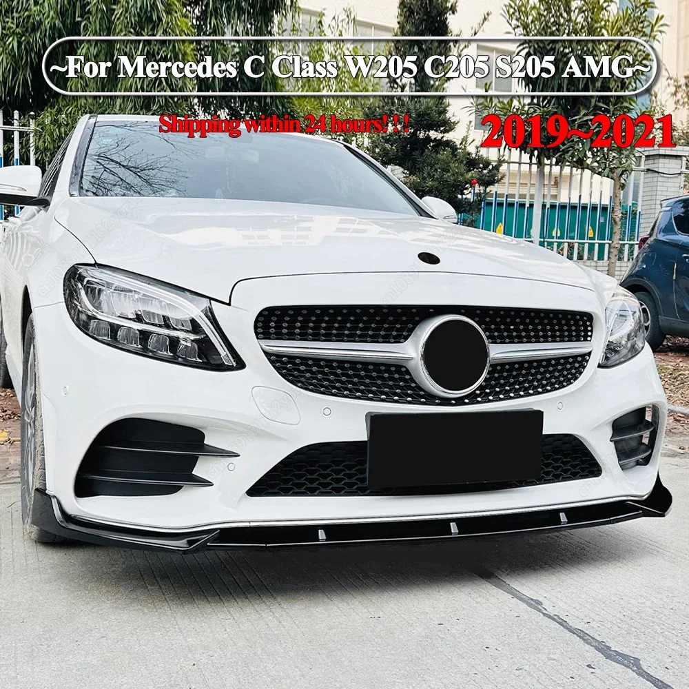 

Для Mercedes Benz C Class W205 C205 S205 C160 C180 C200 C260 C300 C350e C450 AMG 2019-2021 Автомобильный передний бампер сплиттер для губ Bodykit