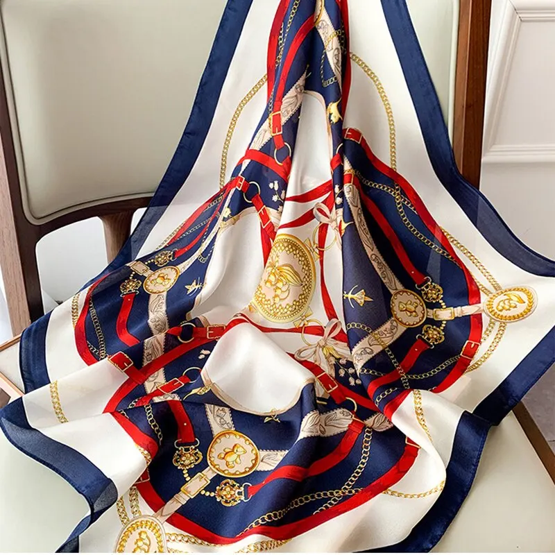 70cm Silk Square Scarf Women Satin Bandana Print Scarves Head Band Fashion Lady Hair Shawl Wrap Female Neckerchief Hijab