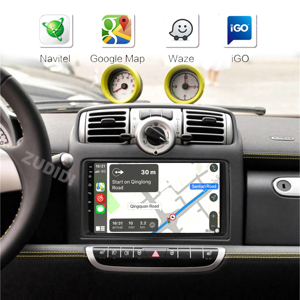 Для Mercedes Benz Smart Fortwo 2006 2007 2008 2009 2011-2015 Автомобильный радиоприемник Мультимедийный плеер Android 2 Din Carplay Навигация GPS