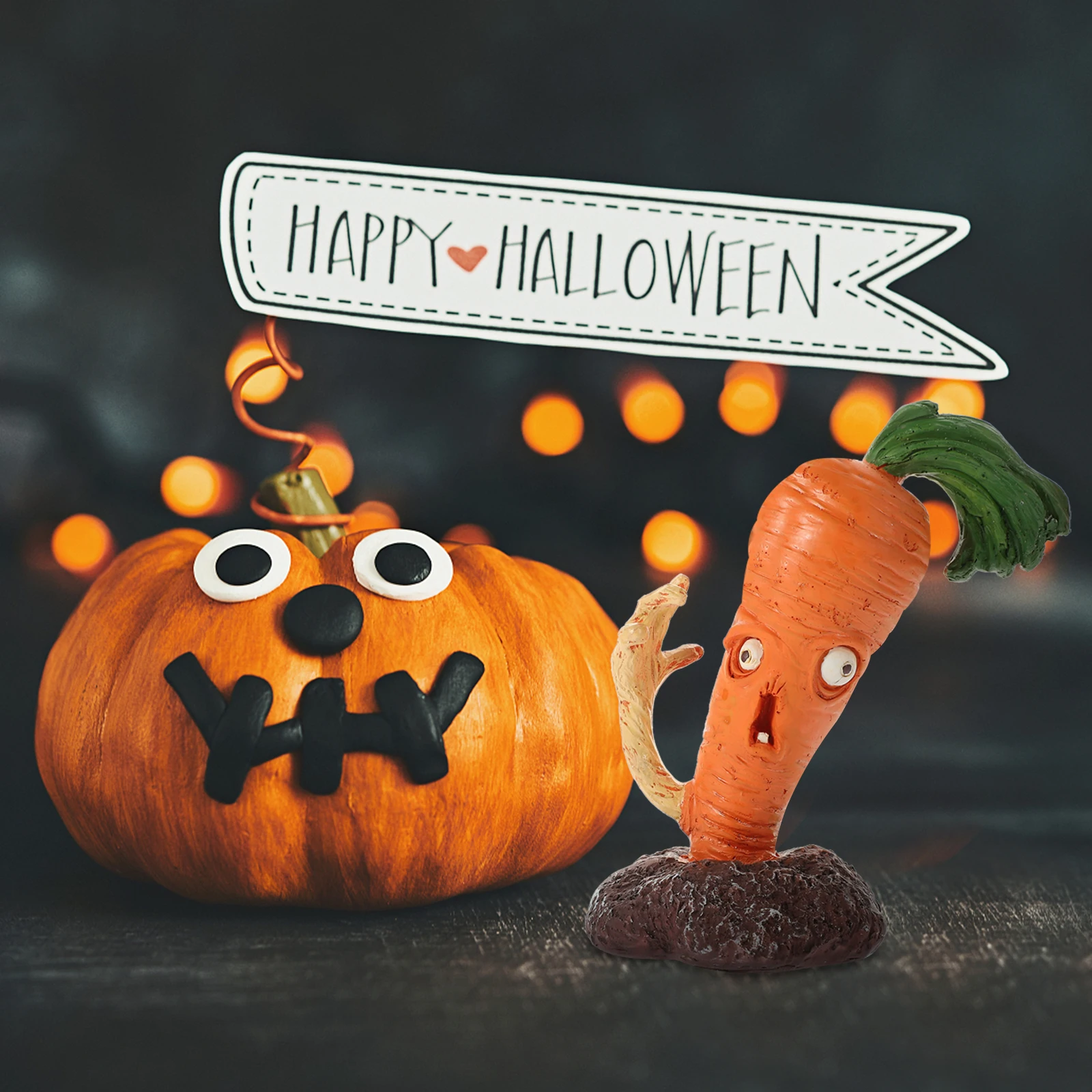 

Carrot Zombie Ornaments Outdoor Halloween Decorations Garden Small Scary Horror Resin Crafts