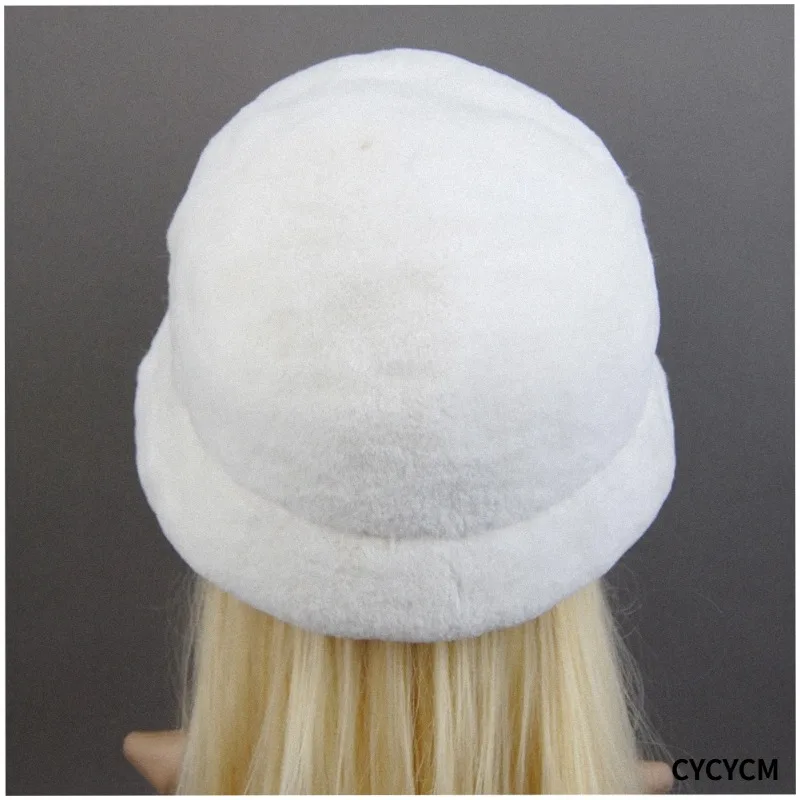 Winter Russian Outdoor Fur Bomber Hats Luxury Women Natural Real Rex Rabbit Fur Hats Beanies Lady Warm Knitted Genuine Fur Caps