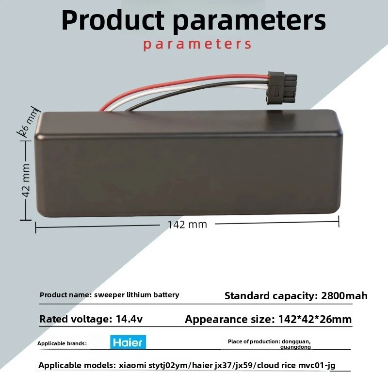 4S1P 14.4V 2900mAh Rechargeable Battery for Haier JX37JX59 Replace The Lithium-ion Battery of The Robotic Vacuum Cleaner