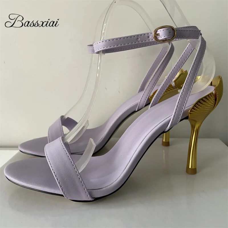 

Уникальные современные сандалии на странном каблуке, женские роскошные летние туфли из натуральной кожи с ремешком на щиколотке для девочек