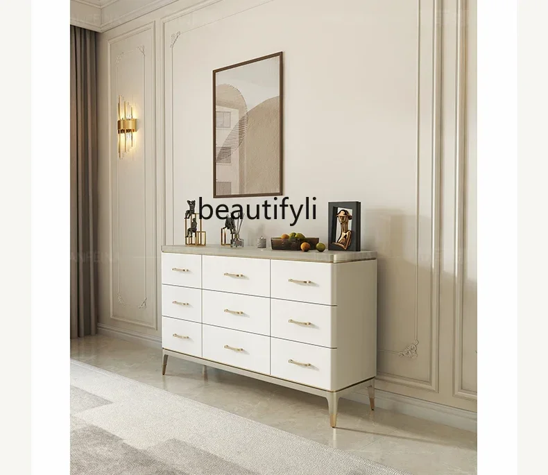 Wall locker, living room porch drawer storage cabinet, light luxury solid wood side cabinet, nine chest cabinet