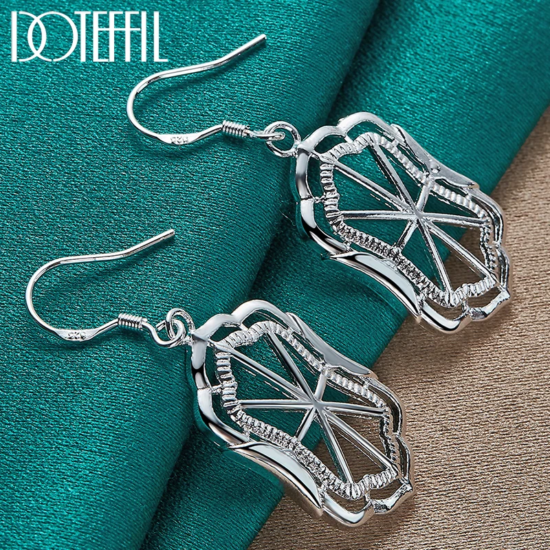 

DOTEFFIL 925 Sterling Silver Geometric Drop Earrings For Women Lady Wedding Engagement Party Fashion Jewelry