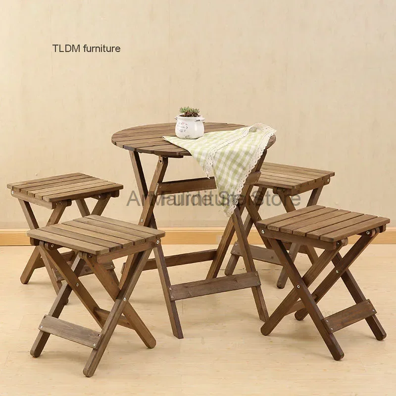 Nordic Solid Wood Garden Furniture Sets Patio Furniture Folding Portable Outdoor Garden and Terrace Set Outdoor Table Chair Set