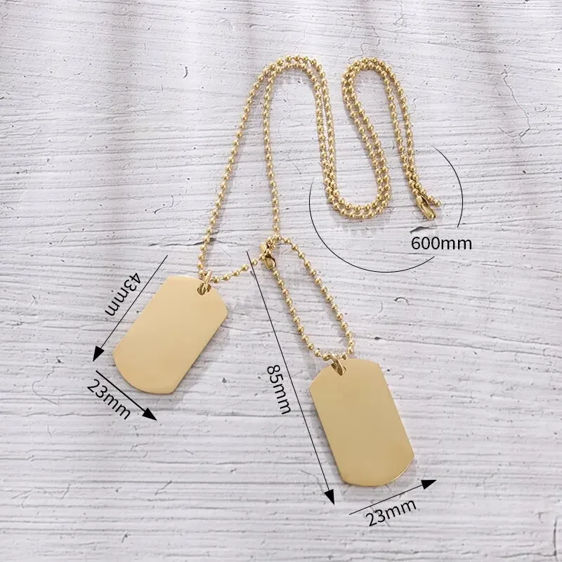 Simple Stainless Steel Double Dog Tag Necklace High Polished Titanium Steel Pendant Can Be Men\'s Jewelry