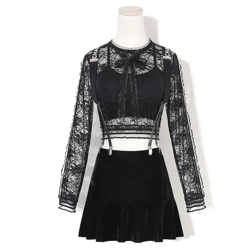 

Lace K-pop Outfit Women Sexy Dancer Outfits Jazz Dancewear Music Festival Clothing Black Stage Costume Pole Dancing Wear JL3596