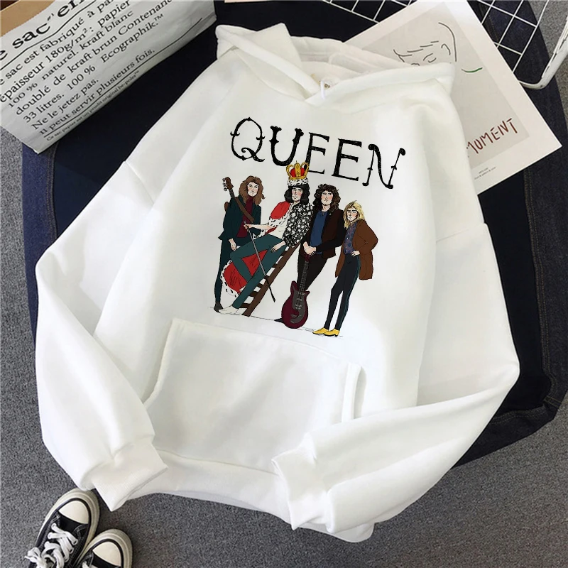 Hip Hop Queen Hoodies Men Fashion Hoodie Freddie Mercury Sweatshirt Women Sweats Boy Coats Rock Tracksuits Cartoons