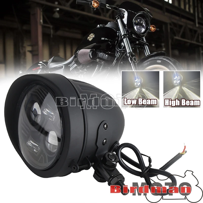 4.5inch LED Headlight Projector Motorcycle High Low Beam DRL Running Lamp Waterproof For Harley Chopper Cafe Racer Old School