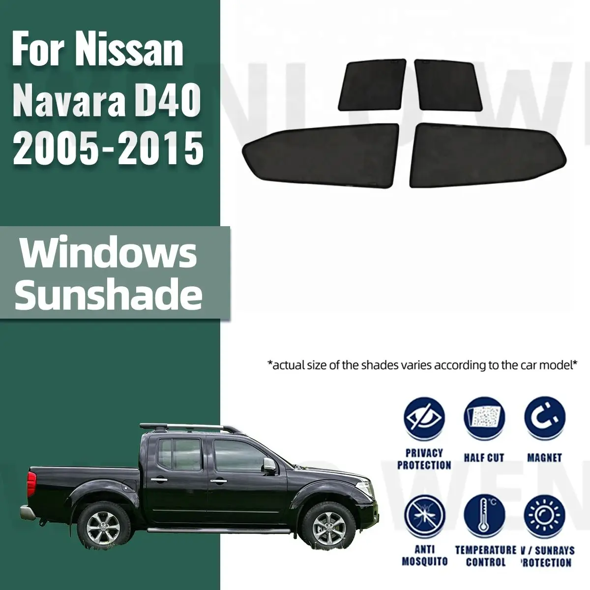 

For Nissan Navara Frontier D40 2005-2015 Magnetic Car Sunshade Shield Front Windshield Frame Curtain Rear Side Window Sun Shade