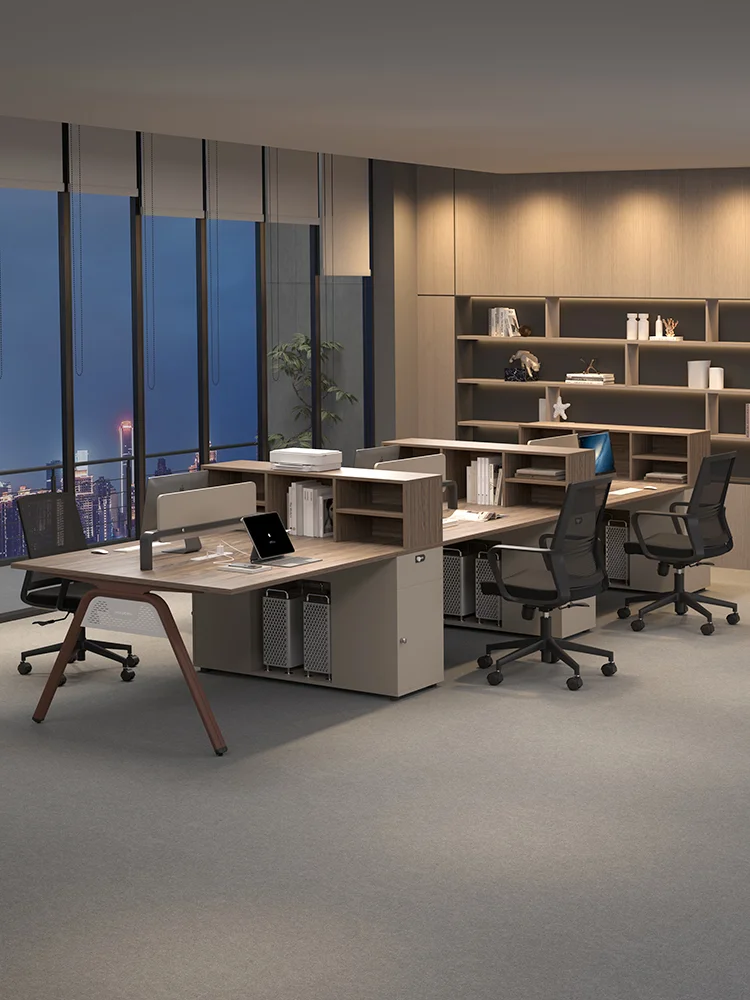 Modular Modern Office Workstation Custom 6-Person Durable Wooden Desk With Extendable Partitions Professional Design