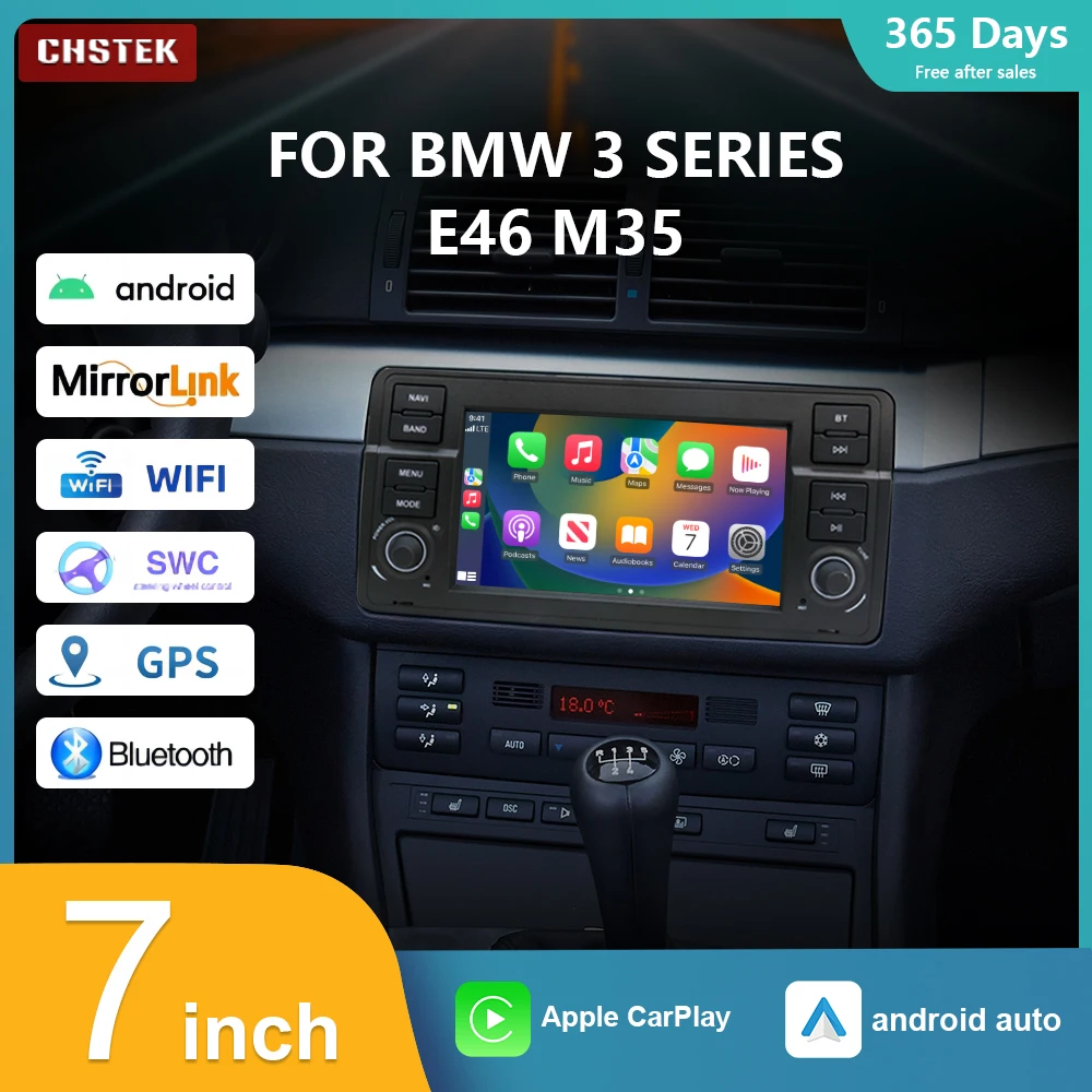 CHSTEK Car Radio Android 13 Navigation 12+256G Carplay for BMW E46 1998-2007 M3 1998-2006 316i 318i 320i 323i 325i 328i 4G WiFi