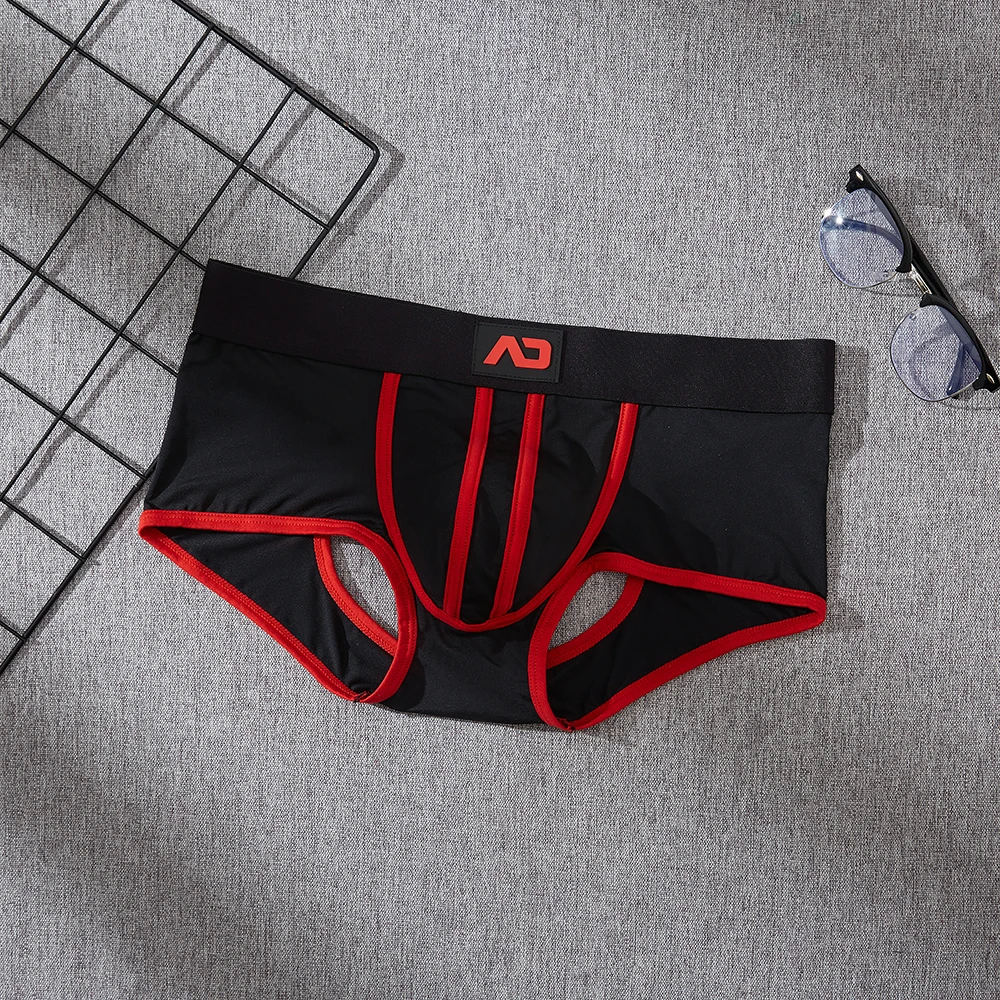 Brand Fashion Underwear Silk Men\'s Boxer Briefs Shorts Stretch Pants Hip Hollow Gay Sexy Trendy Younth Underpants Males