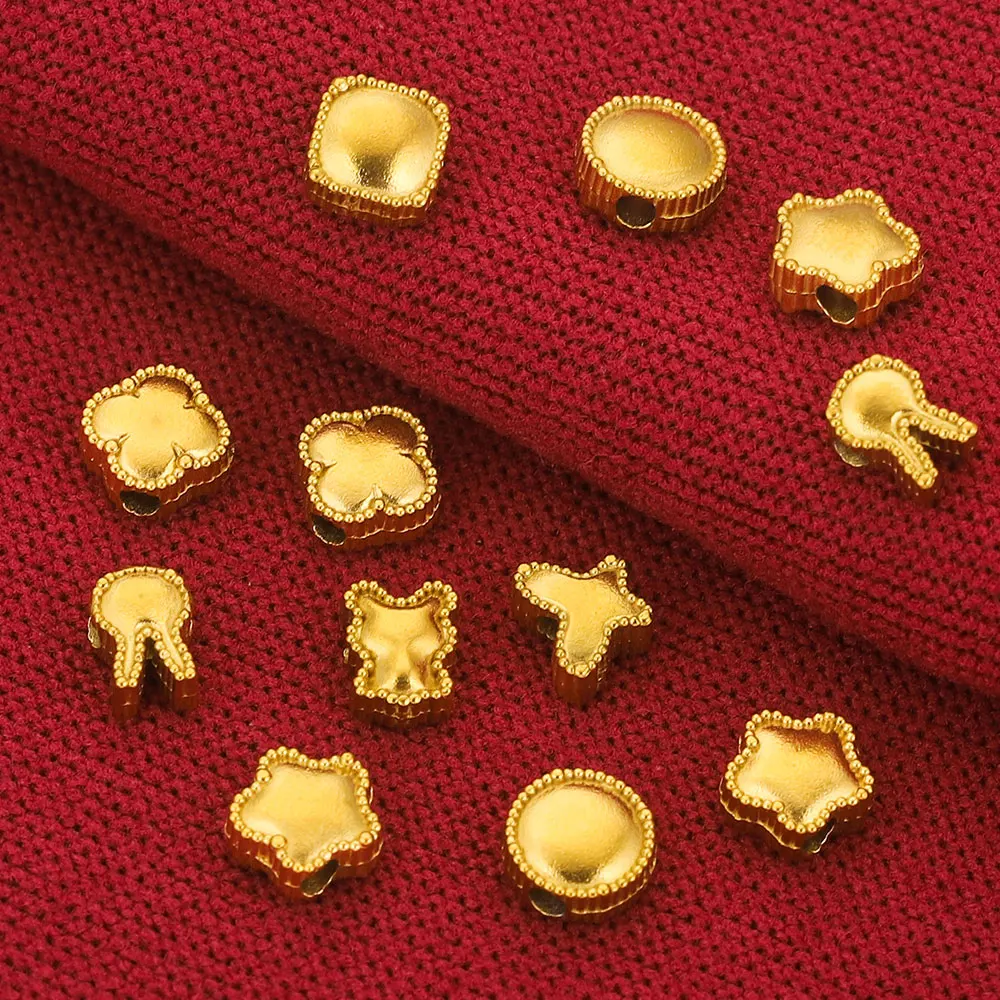 10PCS Stainless Steel Round Butterfly Flower Charm Spacer Beads PVD Gold Plated Metal Necklace Bracelet Jewelry Making Wholesale - Image 6
