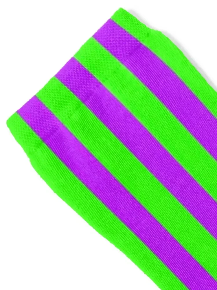 Neon Green and Purple Vertical Stripes Socks luxe man ankle sports stockings Socks Men's Women's