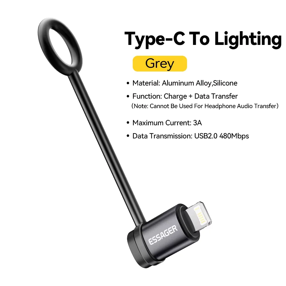 Essager-Beleuchtung auf Typ-C-Adapter, 3 A, schnelles Aufladen, IOS-Buchse auf Typ-C-Stecker, für iPhone 15, 14, 13 Pro, IPad-Konverter