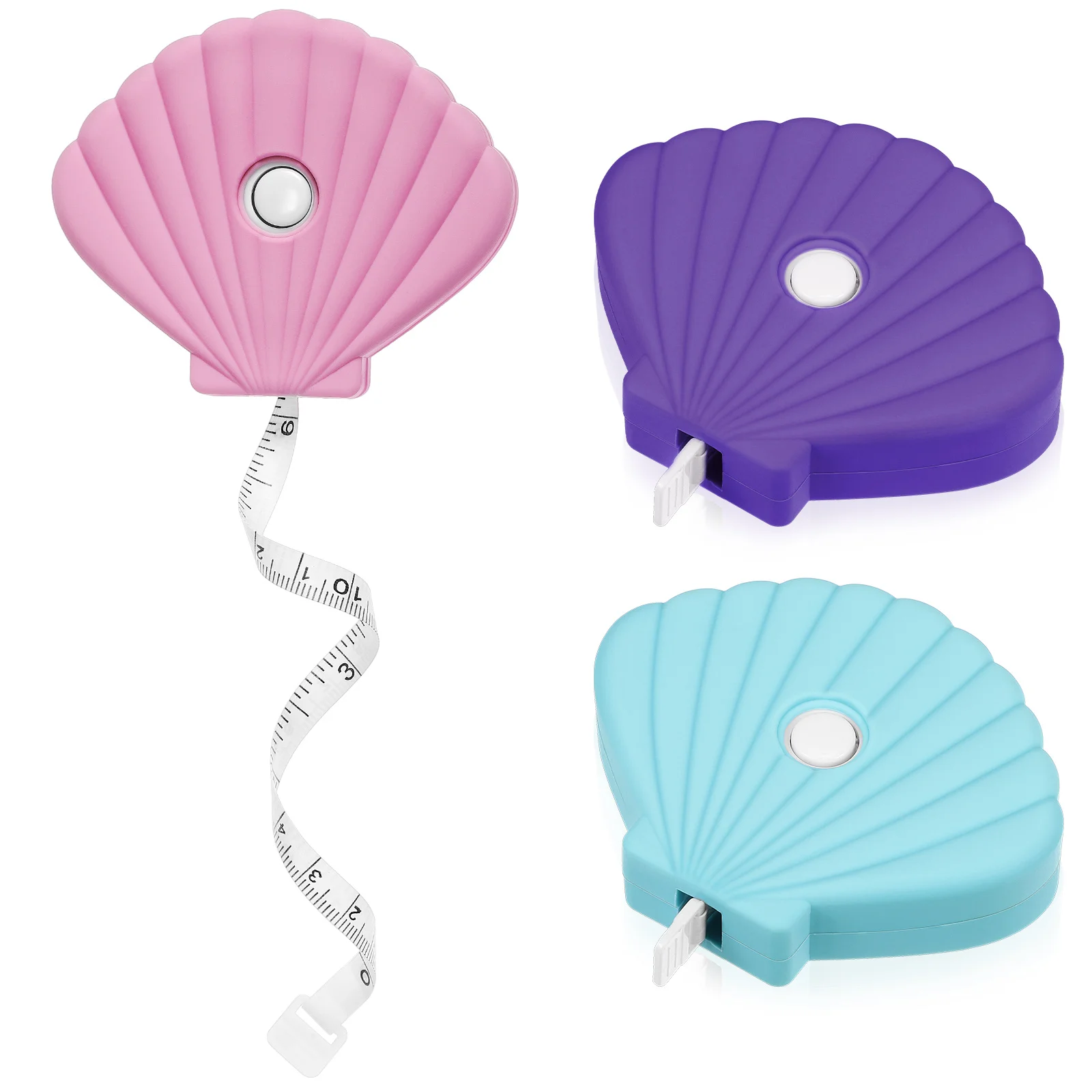 

3 Pcs Shell Tape Measure Soft PVC Garment Measuring Clothes Portable Sewing Body Pink Purple Blue High Precision