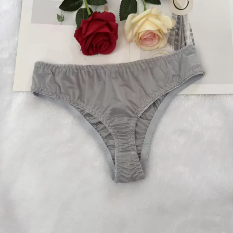 Men's Smooth Low Waist Solid Color Sexy Silky Touch Satin Thong Men's Daily Wear Comfortable P[arty G-string Underwear