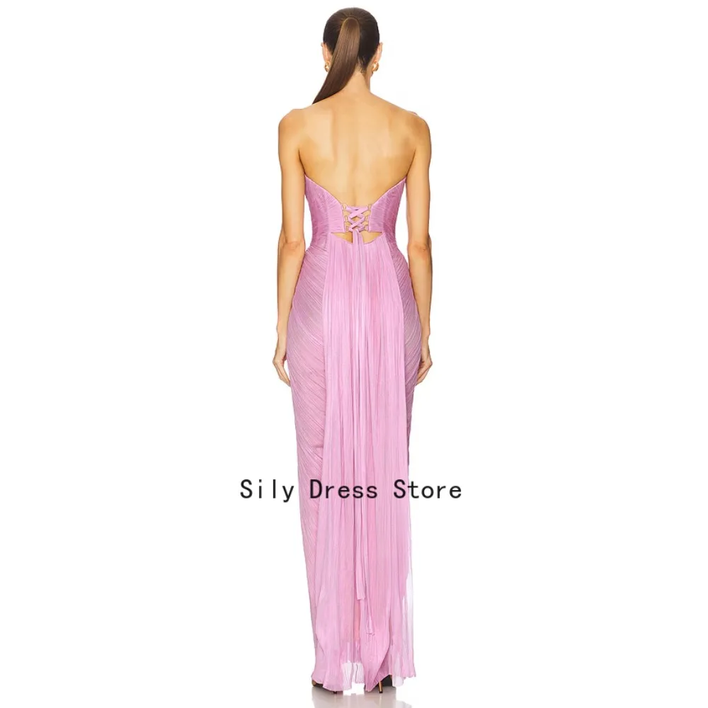 Customized Baby Pink Evening Dresses Sleeveless Pleated Ruched Party Dress Long Elegant Modern Formal Prom Gown for Women 2026 image 2