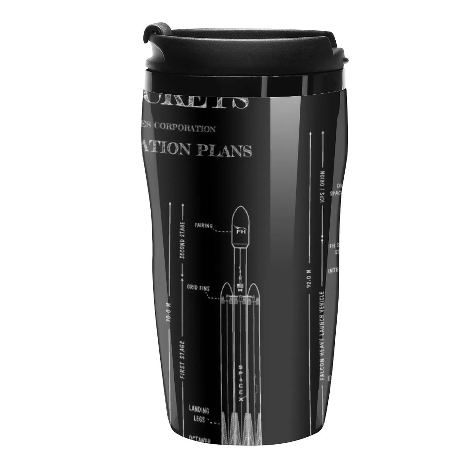 

SPACEX Rockets Blueprint (White Stencil-No Background) Travel Coffee Mug Coffee Cup Heat Preservation Latte Cup Unusual Tea Cup