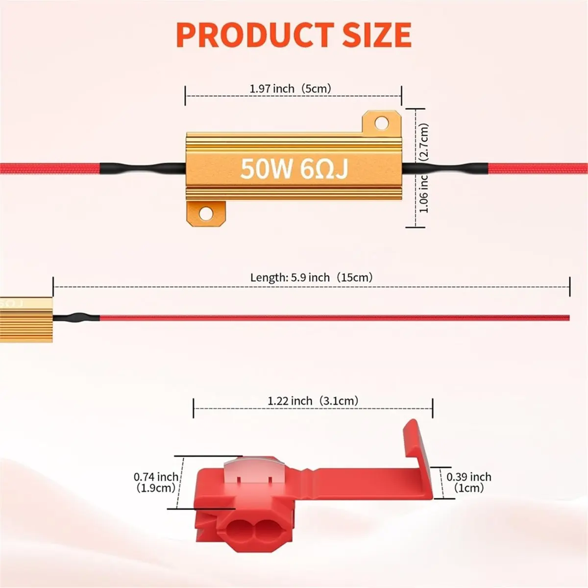 LUCK 4Pcs 50W 6ohm Load Resistors for LED Turn Signals - Led Load Resistor Kit, Fix LED Bulb Flash