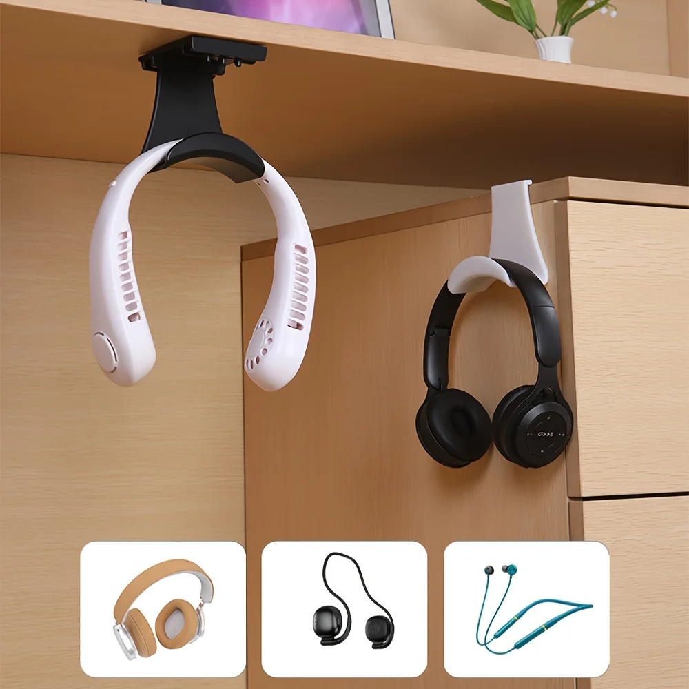Computer-Kopfhörerständer ohne Bohren – an der Wand montierter Over-Ear-Headset-Aufhänger, kreativer selbstklebender Gaming-Kopfhörerhalter im Schlafsaal (1