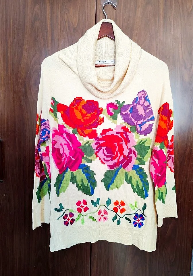 Foreign trade original single Spanish autumn new fashion printed knitted women's sweater