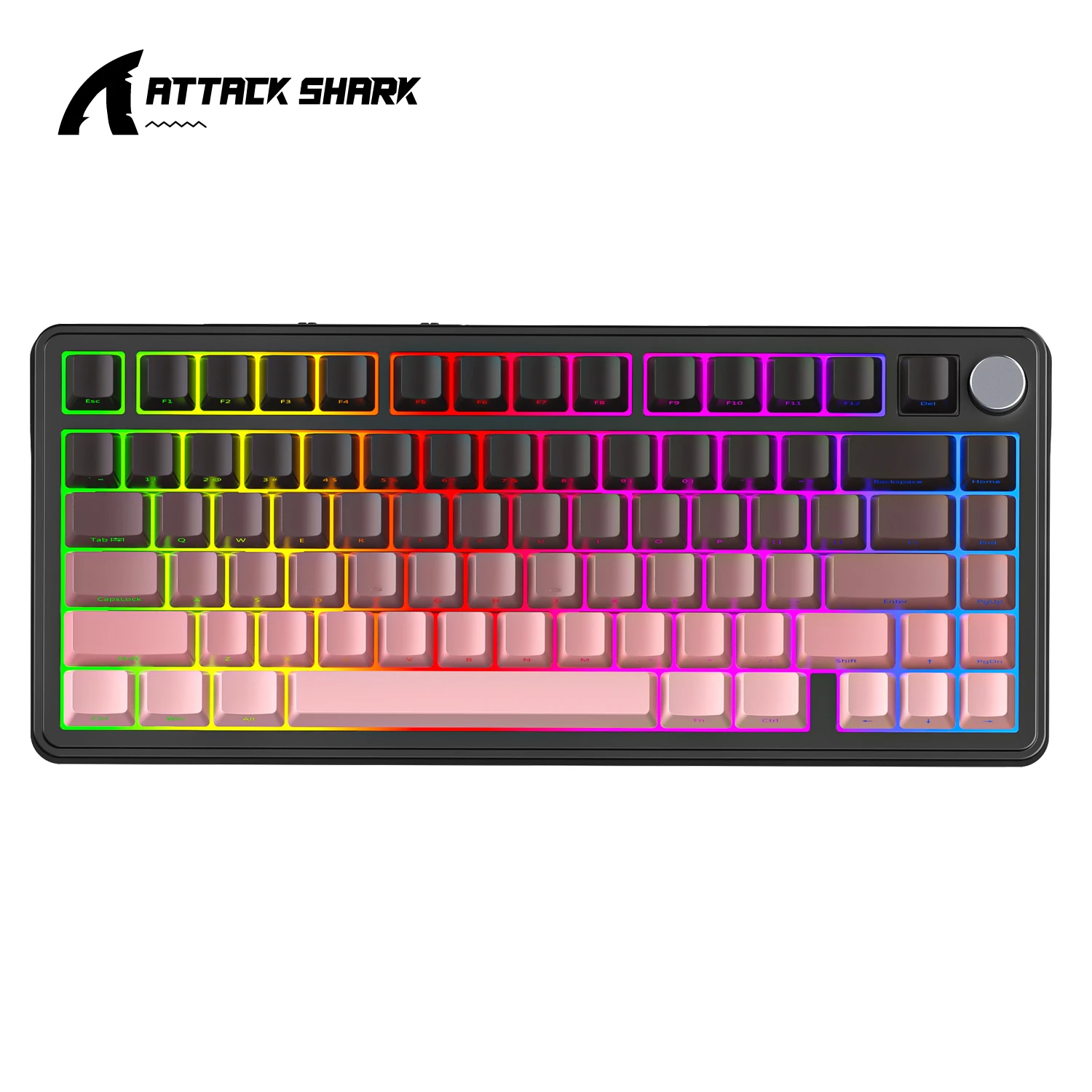 Teclado mecânico Bluetooth Attack Shark X85 RGB, conectividade tripla 2.4G, troca quente, botões de metal, versões Win e Mac