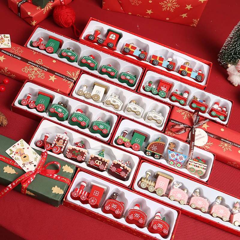 Рождественские украшения 2025, рождественский деревянный рождественский поезд, Рождество Navidad Noel, домашний декор, новогодние украшения, подарок для детей