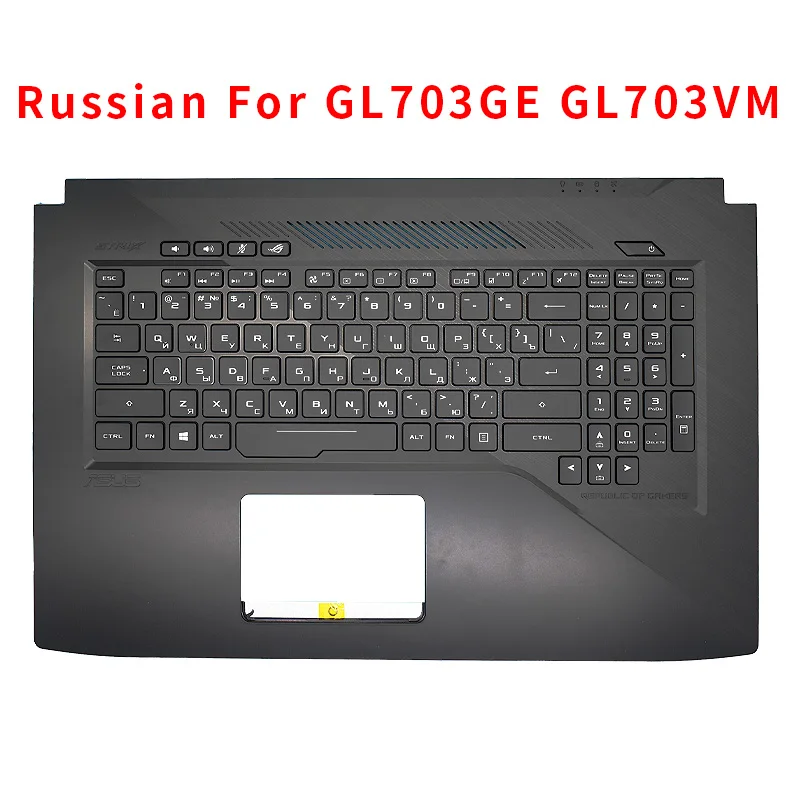 Imagem -04 - Tampa do Teclado Retroiluminado para Asus Novo Laptop Palmrest Eua fr ru Teclado Top Case Rog Strix Gl703ge Gl703gs Gl703vm Rgb Novo