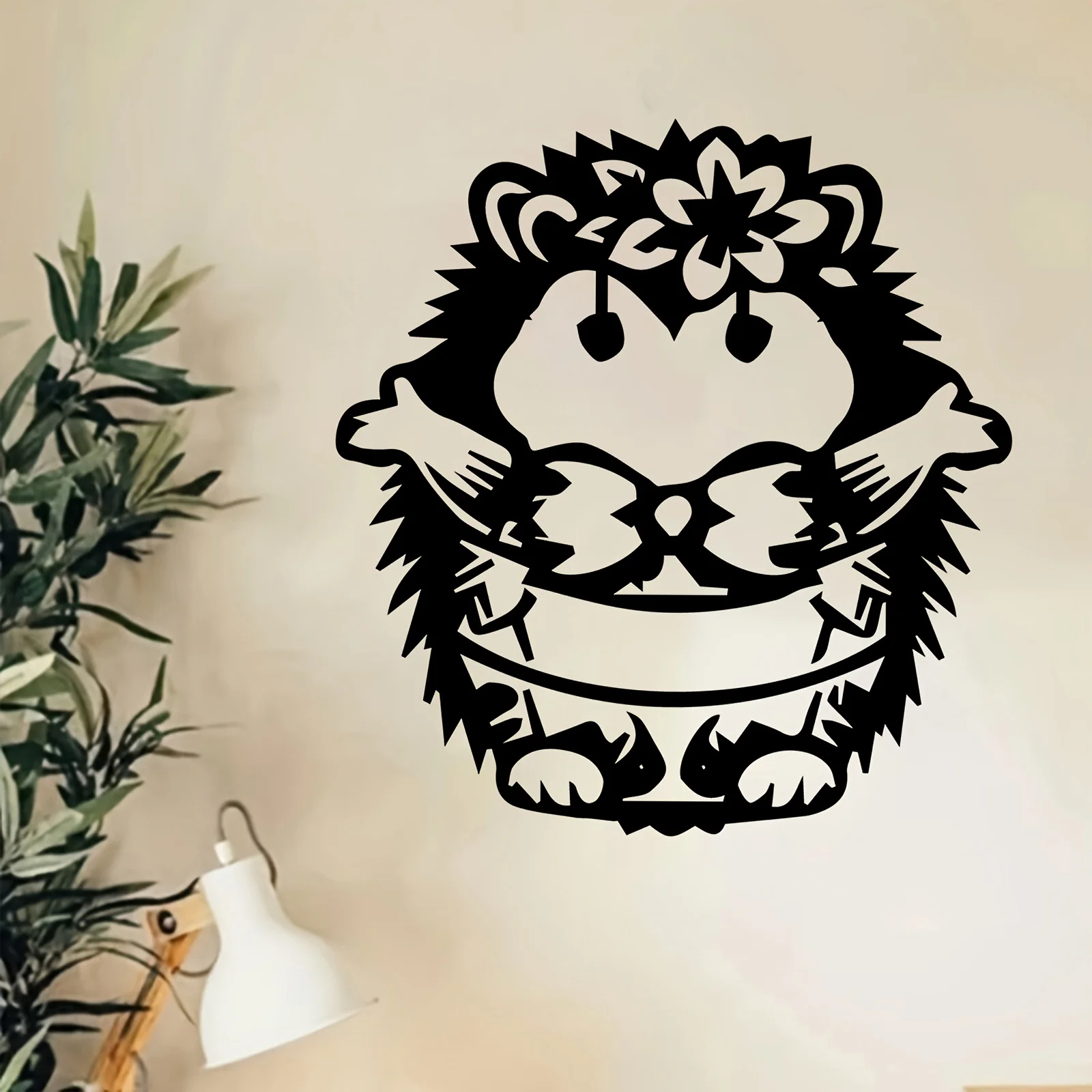 Hedgehog Metal Wall Art, Weather‑Resistant Iron Cute Silhouette Mural, Indoor Outdoor Garden Backyard Fence Patio Decor