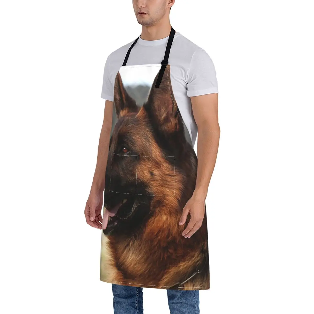 صورة كلب الراعي الألماني الناضج مريلة الشيف الطبخ الخبز Tablier بلا أكمام مريلة المطبخ بينافور للنساء الرجال البستنة #2