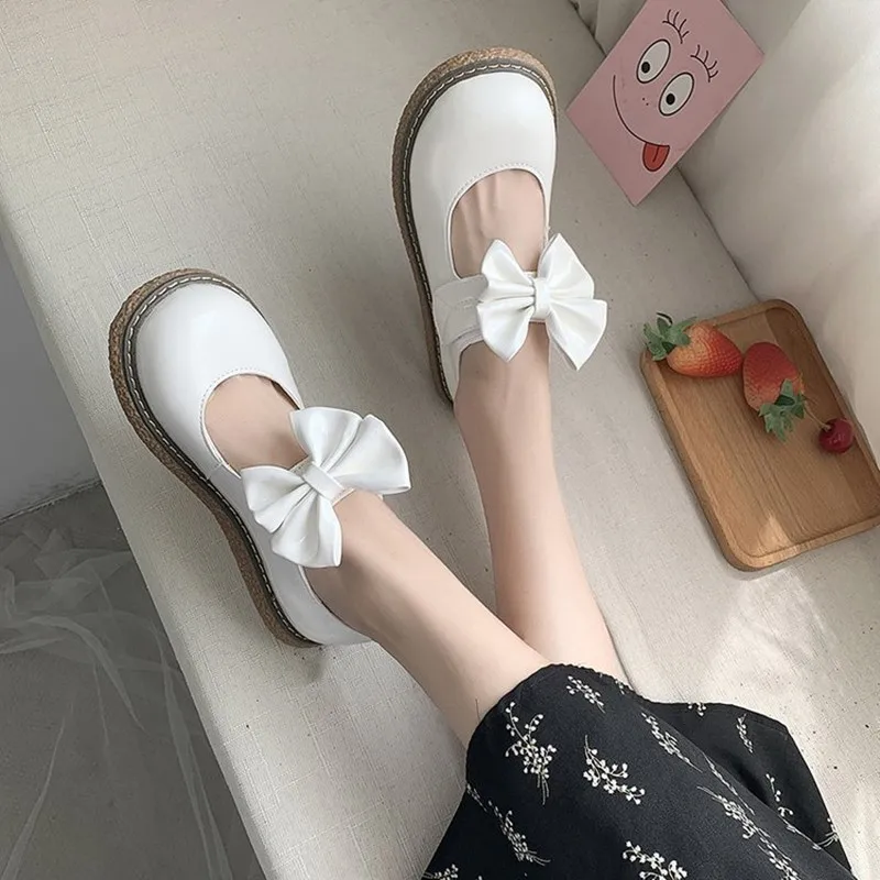 

Lolita shoes sweet princess daily japanese flat heel vintage lace bowknot lace kawaii shoes cute cosplay loli women shoes