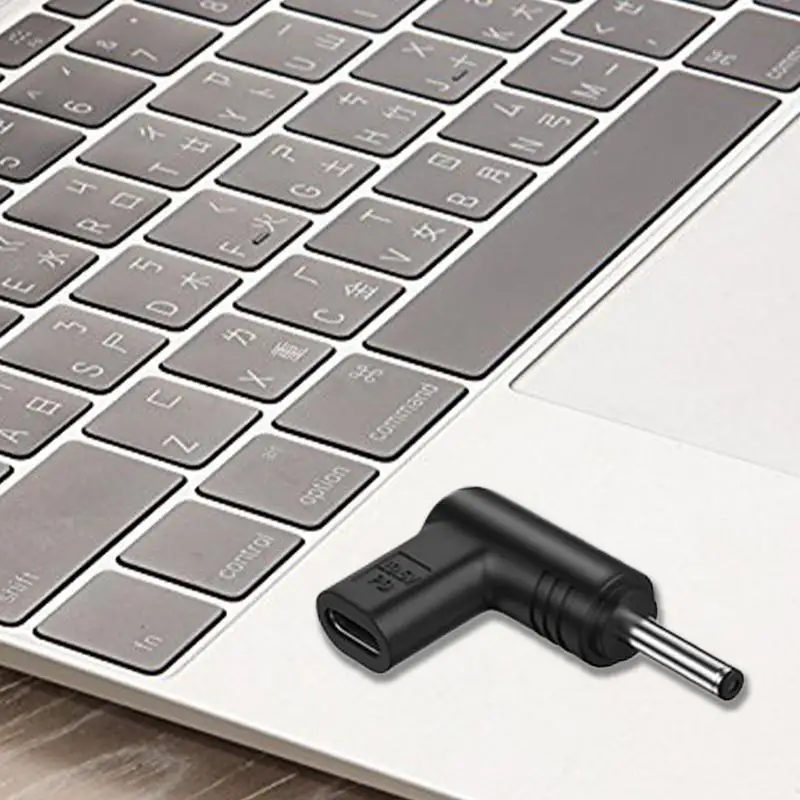 Adaptador tipo C hembra a CC, 19,5 V, 90 grados, tipo C hembra a macho, USB C a CC