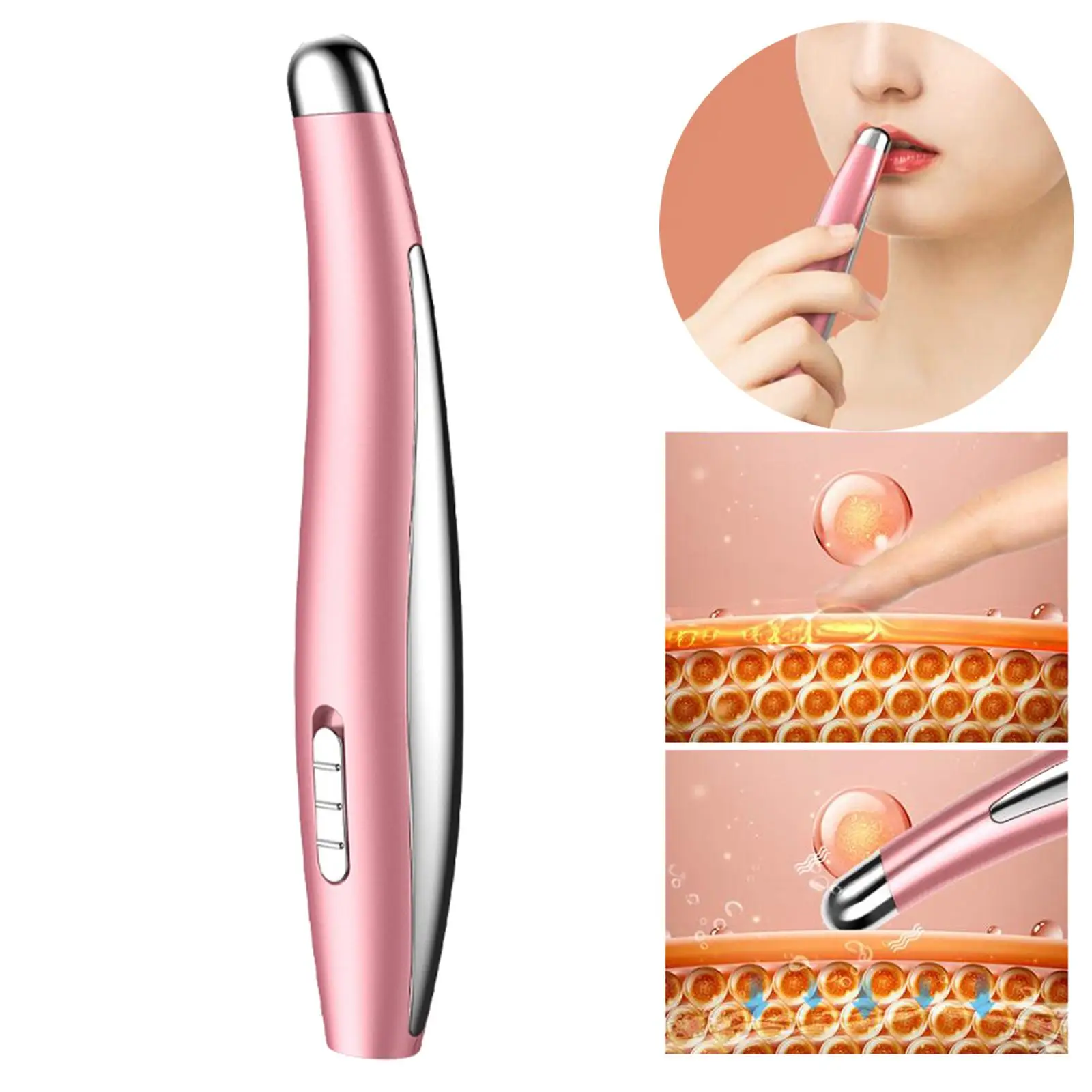 Pluma masajeadora de ojos, herramienta ergonómica de vibración, hinchazón de labios, Facial, regalo