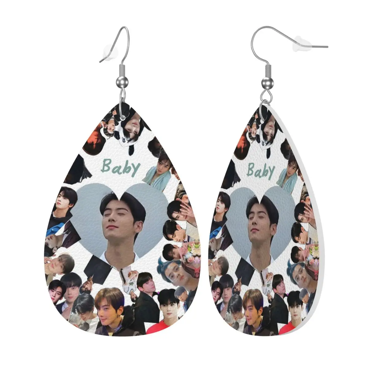 Custom Cha-A Singer Eun Woos Leather Teardrop Earrings Personalized For Women Kpop Star Jewelry Accessories For Valentine's Day