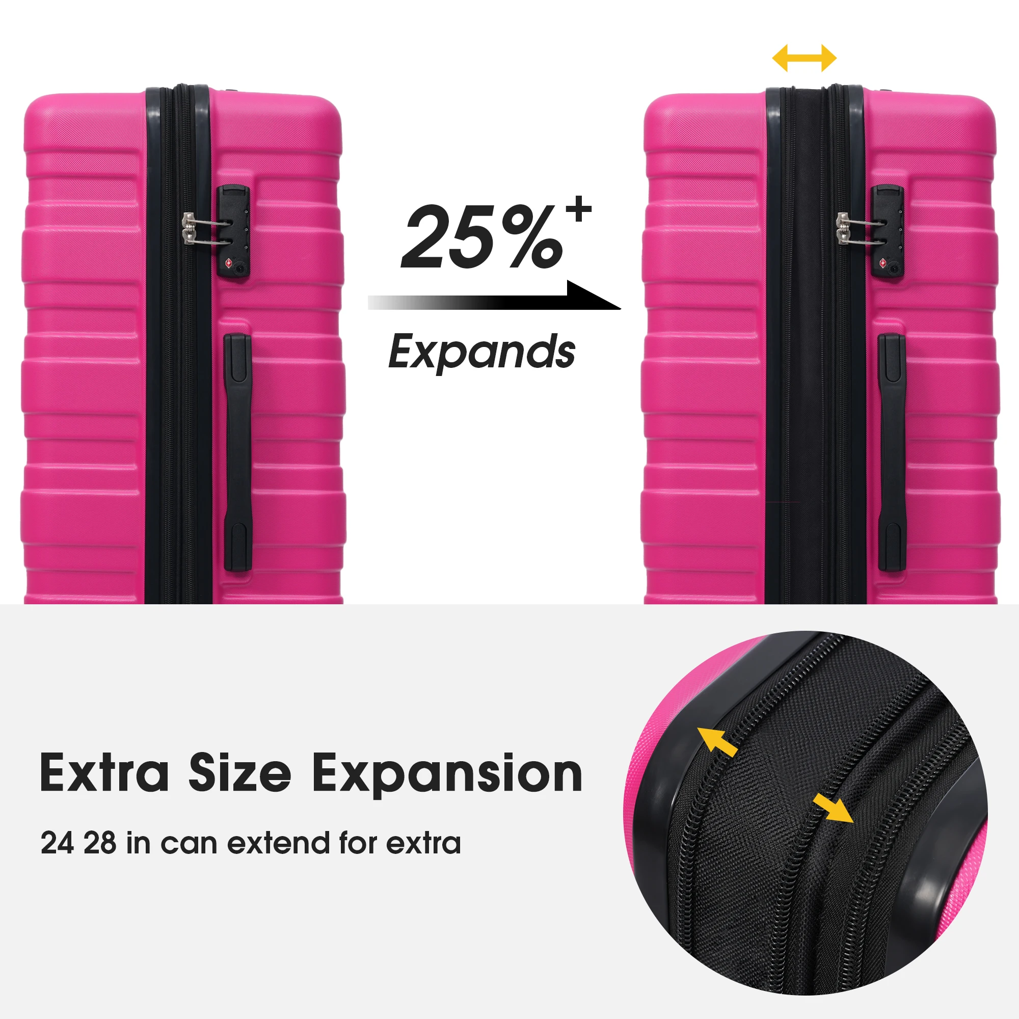 Zhuishu Bagage Met Tsa Lock Spinner Wielen Hardside Uitbreidbare Bagage Reiskoffer Meenemen Op Bagageset 28"