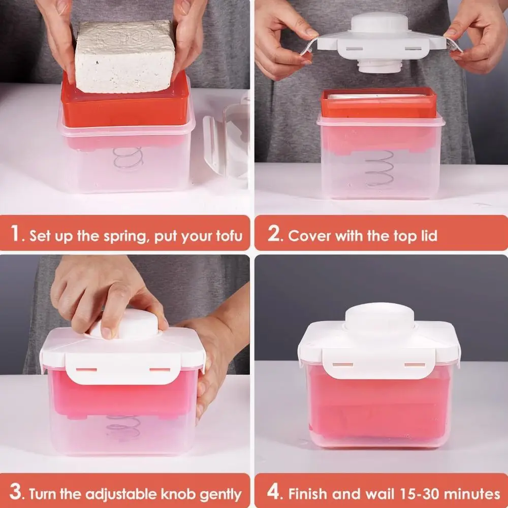 Multifunctional Plastic Tofu Presser Homemade Visible Box Yogurt Fliter with Spring Yogurt Drain Box Japan