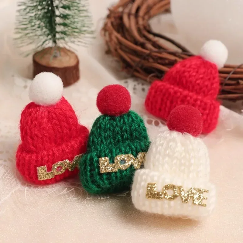 Mini Wool Knitted Christmas Hat Christmas Scarf Action Figures Dolls Model Body Ornaments DIY Decoration Party