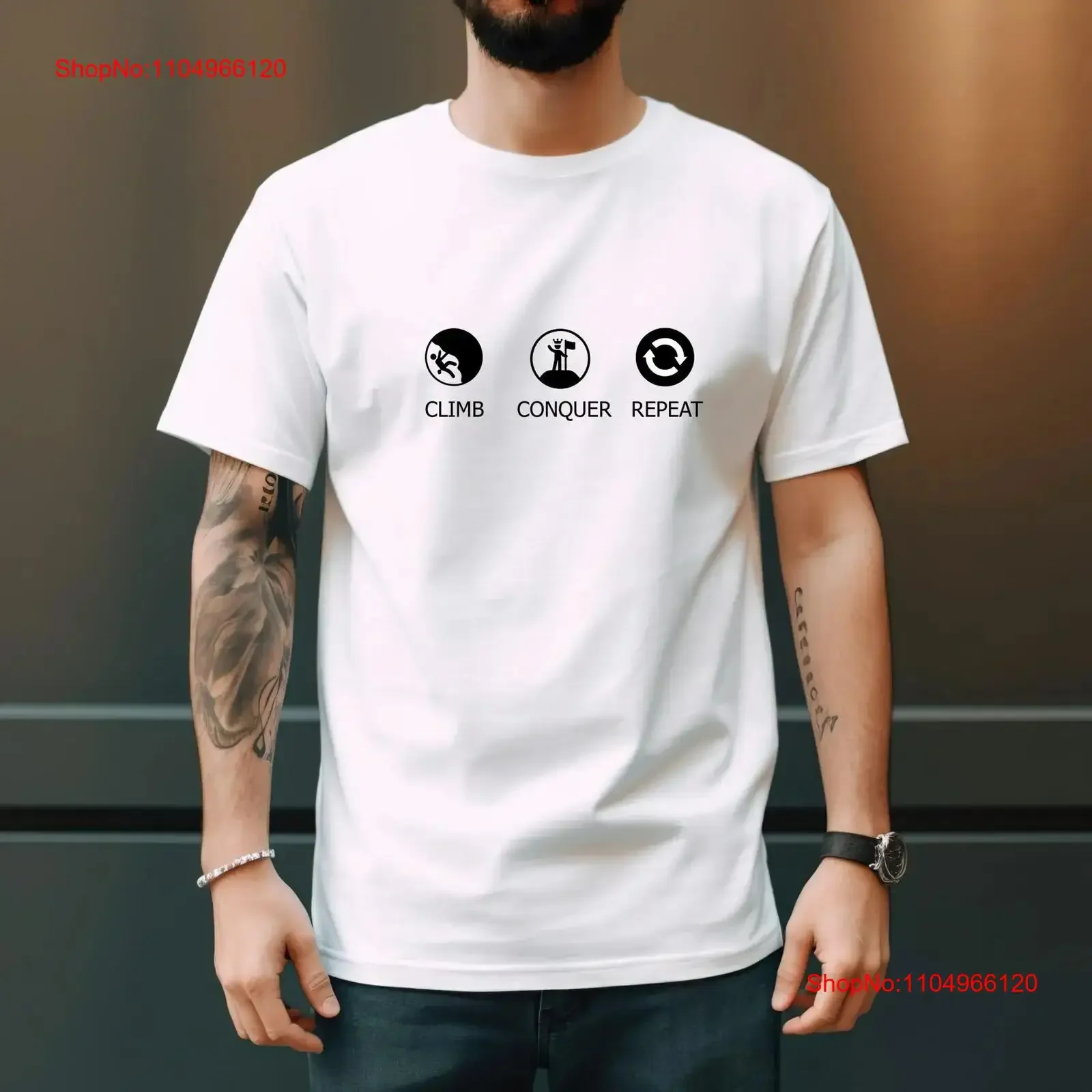 

Classic Climb Conquer Repeat Climbing T Shirt Gear for Climbers Fitness and Gym Funny Rock vintage Washed Unisex Versatile