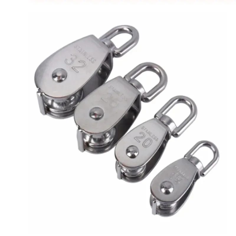 Stainless Steel Pulley M15/M20 M25 M32 M50 Single Wheel Swivel Lifting Rope Pulley Set  Lifting Wheel Tools