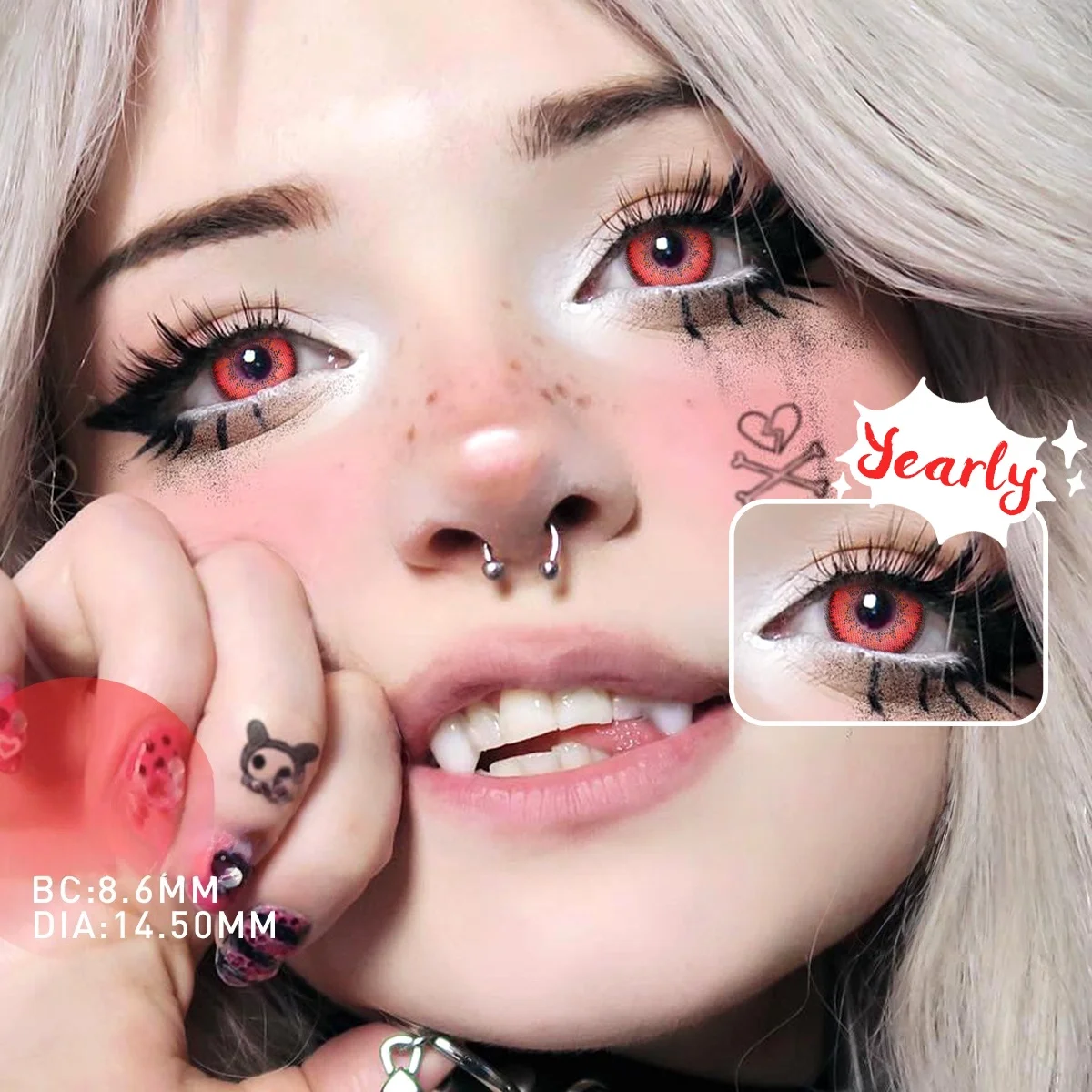 Visuashow 2 Stück Farbige Kontaktlinsen für Cosplay Anime, Lebendige hohe Farbsättigung, Stereo-Sicht, Bequemer Sitz, Jährlich Einweg, Ideal für Halloween, Comic-Con und Rollenspiel-Make-up – Detail 5