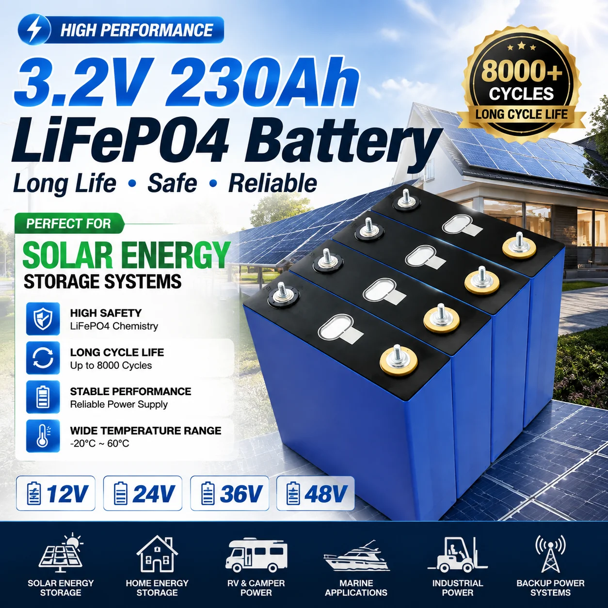 1-32pcs New 3.2V 230Ah Lifepo4 battery 6C Lithium Iron Phosphate 5000 cycles DIY12v 24v Solar storage RV Forklift Inverter Yacht