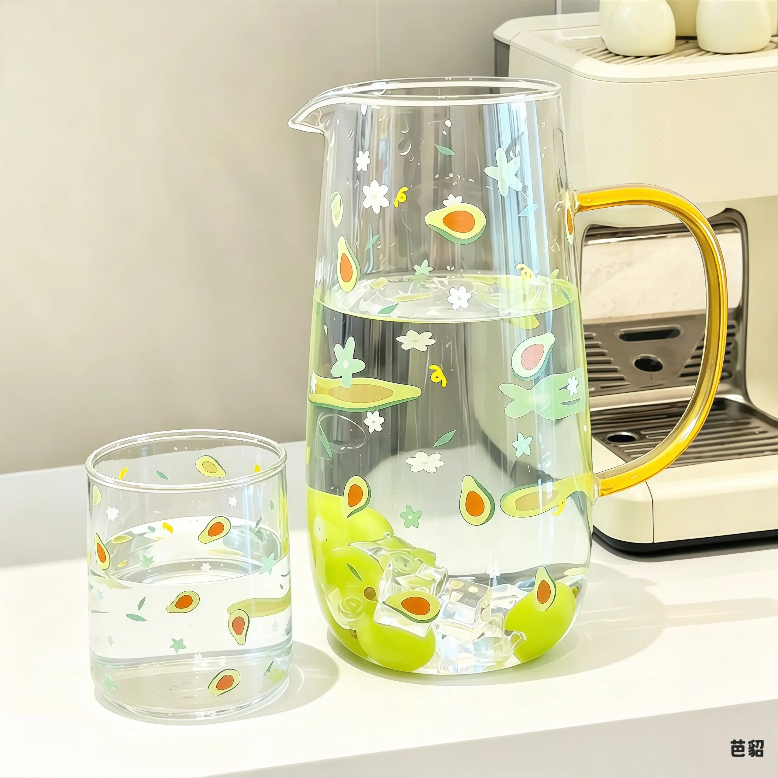 

Food Grade Glass Cold Water Pot Large Capacity Heat Resistant Summer Tea Brewing Bottle Beverage Bucket for Home Use