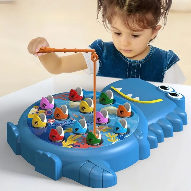 Dinosaur Simple Magnetic Fishing Toys Play Rod Game Toys for Children Baby Montessori with Rod Kids Educational No Rotating Gift