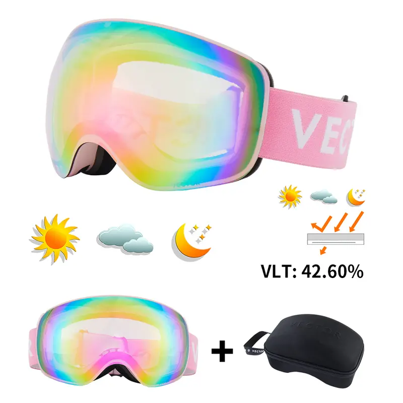 VECTOR OTG Ski Snowboard Goggles Women Men Skiing Eyewear UV 400 Snow Protection Glasses Adult Double Spherical Mirror Magnetic - Image 7