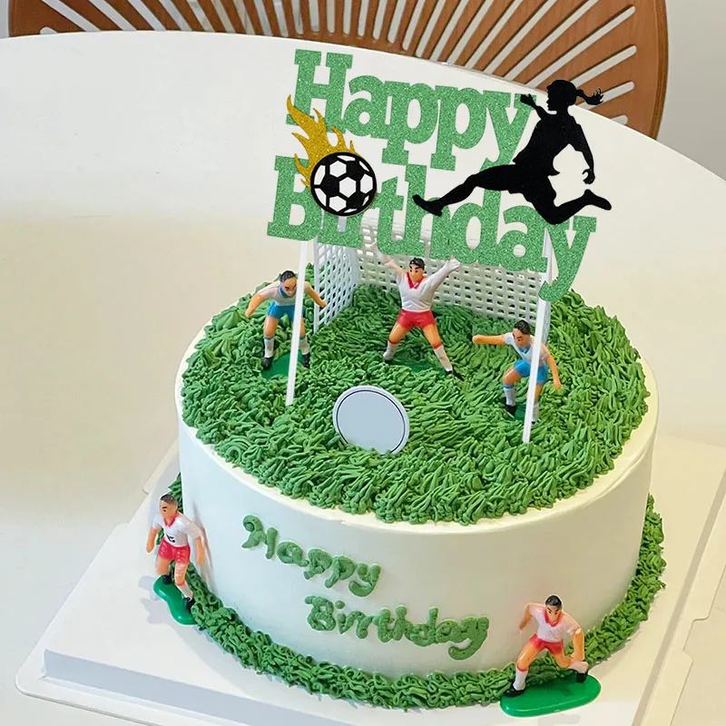 

Happy Birthday Football Cupcake Topper Football Theme Party Baby Shower Cake Decoration Kids Boy Birthday Party Baking Supplies