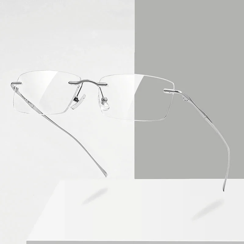 Pure Titanium Glasses Anti Blue Light Men\'s Eyeglasses Frames Luxury Brands Rimless Glasses Women Pure Titanium Computer Lenses
